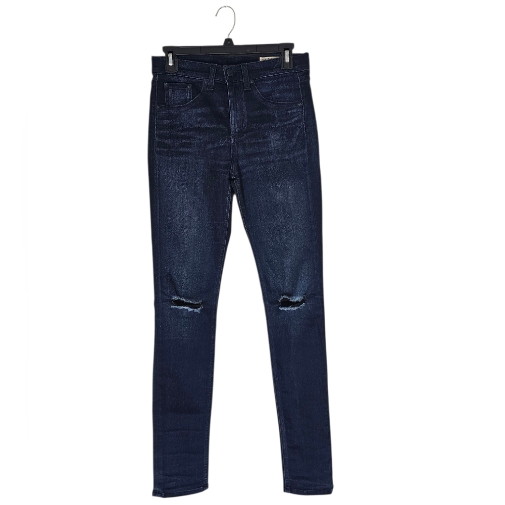 Rag & Bone High Rise 10 Inch‎ Skinny Distressed Dark Blue Jeans 26 Preowned